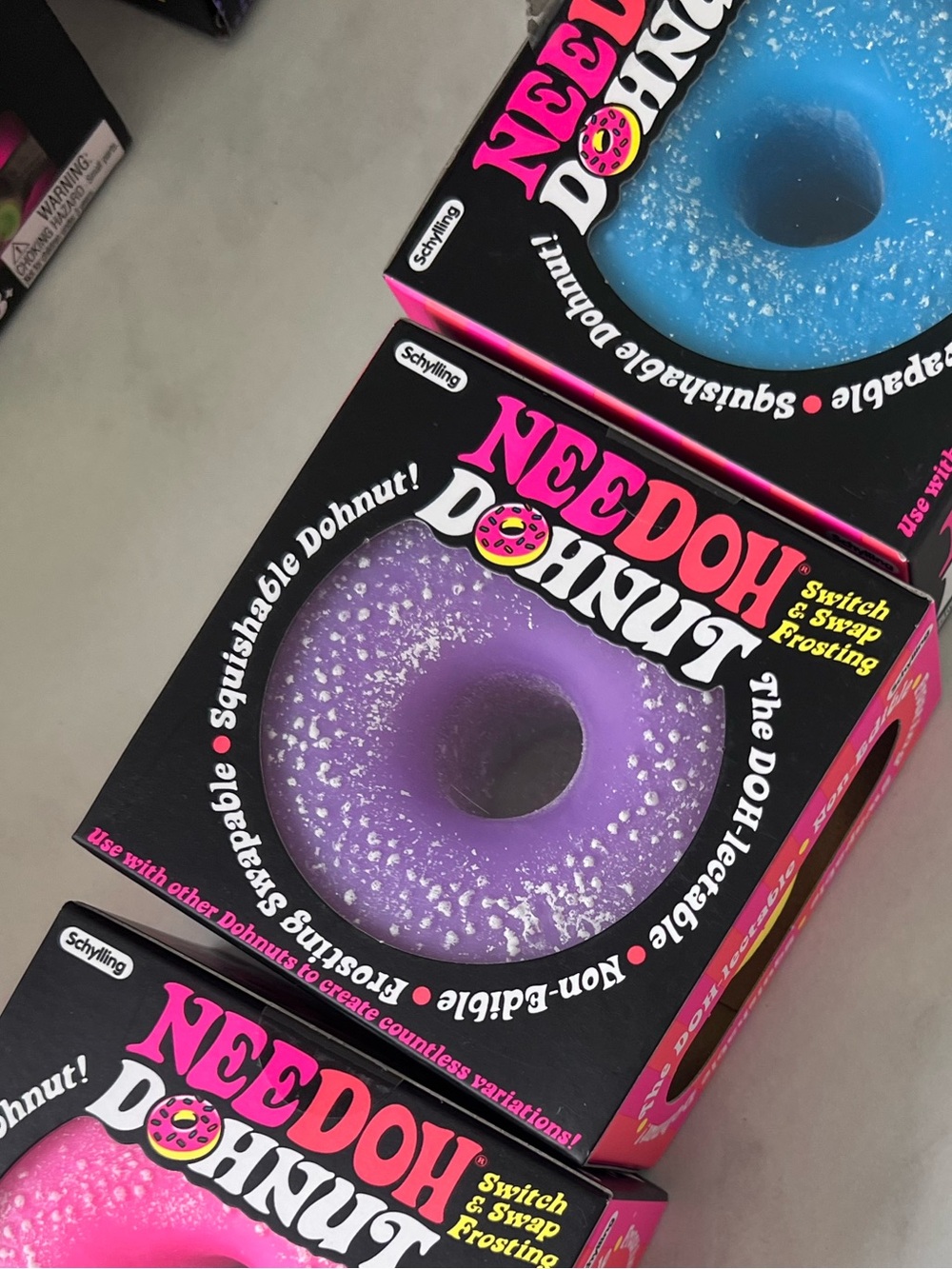 Needoh Donut Squishable Toy authentic - one Purple/with yellow base